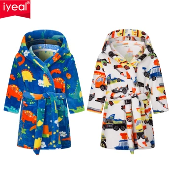 IYEAL Kış Sıcak Ev Giyim Çocuk Elbiseler Giyim Pijama Çocuk Bornoz Flanel Pijama Erkek Elbiseler Kızlar İçin Giyim