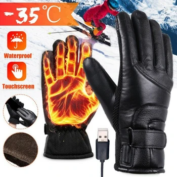 Isıtmalı Tam Parmak Eldivenler dokunmatik ekran USB elektrikli ısıtma eldivenleri Rüzgar Geçirmez sabit Sıcaklık Kayak Sürme Yürüyüş