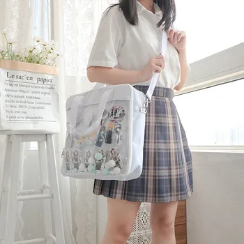 Ita Çanta Kız Lolita Tarzı Güzel Crossbody Kawaii şeffaf çanta Okul Çantaları Genç Kız Şeker Beyaz Itabag omuz çantaları IB071