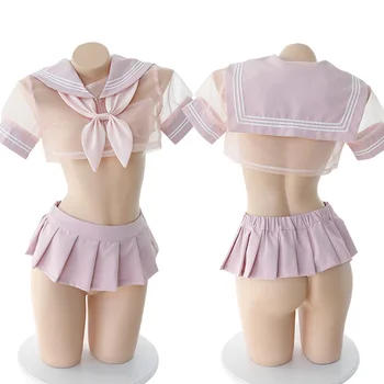 Japon Seksi İç Çamaşırı See Through Öğrenci Cosplay Anime Okul JK Üniforma Kawaii Giyim Denizci Okul kadın kostümü