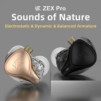 KZ ZEX Pro Kulak HİFİ Kulaklık Elektrostatik Hibrid Teknolojisi Kablolu Kulaklık Gürültü İptal spor kulaklıkları