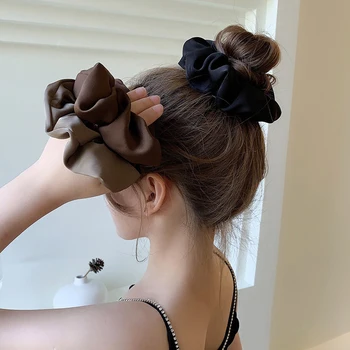 Kadın İpek Scrunchie Büyük Boy Elastik Hairbands At Kuyruğu Tutucu Saten İpek Saç bağları halat Kadınlar Kızlar İçin saç aksesuarları