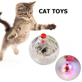 Kedi Topu Oyuncak Yanıp Sönen Renkli İnteraktif Eğitim Şeffaf Plastik Scratch Komik Kedi Hayvan LED Yavru Oyun