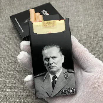 Kişiselleştirilmiş Özelleştirilmiş Tito Sigara Durumda Ultra İnce Taşınabilir Alüminyum Alaşım Slayt Sigara Kutusu Duman kutuları Yugoslavya