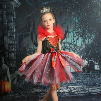 Kraliçe Kostüm Kızlar için Parti Elbiseler süslü elbise Up Bebek Giysileri Prenses Rol Oynamak Karnaval Tül Tutu Elbise Çocuklar Purim Kıyafet