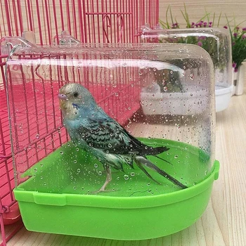 Kuş banyo küveti Muhabbet Kuşu Pamukçuk Plastik Duş Odası Asılı Papağan Kafesi Duş Kum Banyosu Temiz Aracı Kuş Aksesuarları
