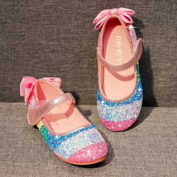 Kızlar Prenses Ayakkabı Yumuşak Alt Tek Ayakkabı 2022 Yeni Yuvarlak Büyük Bakire Prenses Cam Terlik Ayakkabı Bezelye TPR İlkbahar ve Sonbahar