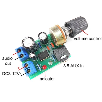 LM386 10W ses amplifikatörü Kurulu Mono 3.5 mm DC 3-12V Ses Kontrolü