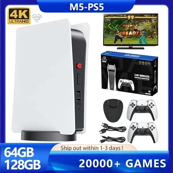 M5 Oyun Konsolu ile Birlikte Gelir Ses Kablosuz Ev Oyunları Çift Joystick PS5 Kolu Oyun Konsolu HDMI 64GB / 128GB 20000 + Oyunlar