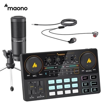 MAONO Ses Kartı ses arabirimi CASTER LİTE AM200-S1 All-in-on Kondenser Mikrofon Mikser Seti Canlı Yayın Podcasting için