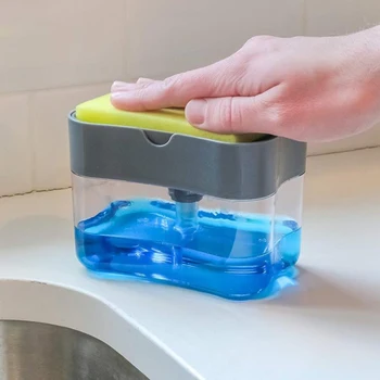 Manuel pres Sabunluk Pompası Duş Otomatik sıvı sabun Kutusu Mutfak Temizleme Sünger Bulaşık Yıkama tencere fırçası Sabun Organizatör