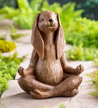 Meditasyon Zen Hayvan Heykel Budizm Yoga Jest Tavşan Heykeli Bonsai Çeşmesi Süs Rahat Salonu Bahçe Dekor