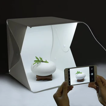 Mini katlanır ışık kutusu fotoğraf stüdyosu led ışık Yumuşak Kutu Fotoğraf Arka plan kiti ışık kutusu