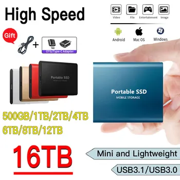 Mobil Sabit Disk PC Laptop için M. 2 SSD Katı Hal Sürücü Taşınabilir 1TB Orijinal Harici Depolama Aygıtı USB 3.1 500GB Sabit Disk