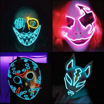 Moda Film Cosplay Maske parlak LED Maske Cadılar Bayramı Partisi Maskesi Masquerade Maskeleri Cadılar Bayramı Korku Maskesi Damla Gemi