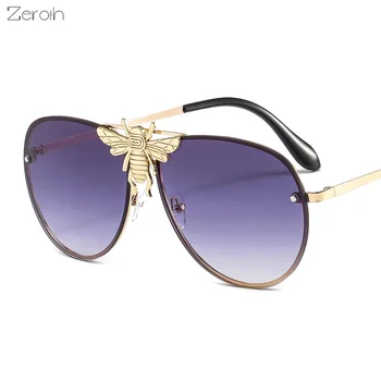 Moda Pilot Güneş Gözlüğü Kadın Büyük Çerçeve Gözlük Retro Arı Sunglass Erkekler Lüks Marka Tasarım Gözlük UV400 Güneş Cam Shades