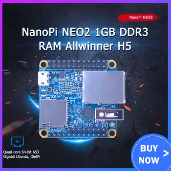 NanoPi NEO2 1 GB DDR3 RAM Allwinner H5 geliştirme kurulu dört çekirdekli 64-bit A53 Gigabit Ubuntu, DietPi