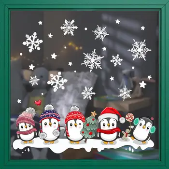 Noel Penguen Pencere Çıkartmaları Duvar Süsleri Noel Kolye Merry Christmas Ev Dekor İçin Yeni Yıl Çıkartmaları 2023 Ne E6Z1
