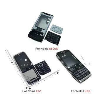 Nokia 6500S için E51 E52 6700c Konut Kapak Pil arka kapak İngilizce Komple ön Klavye Kılıf siyah gümüş