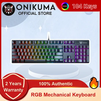 ONIKUMA G27 Mekanik Klavye 104 Tuşları USB Arayüzü Arkadan Aydınlatmalı RGB Aydınlatma Etkisi Kablolu Oyun Klavyesi PC Gamer için