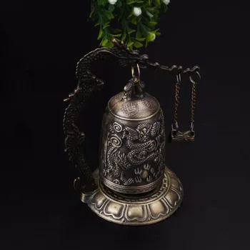 ORAF Ev Dekorasyon Çin Budizm Pirinç Bakır Oyma Heykeli Lotus Buda Ejderha Çan Saat Bronz Budist Bells Artware