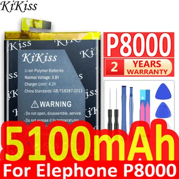 Orijinal KiKiss Pil 5100mAh Elephone P8000 Pil Yüksek Kaliteli Telefon Yedek Pil Elephone P 8000 İçin