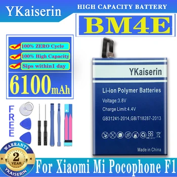 Orijinal YKaiserin Xiao mi BM4E Telefonu Pil için Xiaomi mi Pocofone Poco Pocophone F1 6100mAh Piller Ücretsiz Araçlar