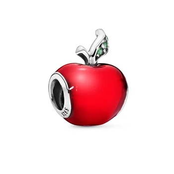 Otantik %100 %925 Gümüş Boncuk Kar Beyaz Kırmızı Elma Charms Kolye fit Orijinal Pandora Bilezikler Kadınlar DIY Takı