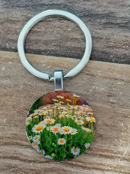 Papatya Anahtarlık boyama çiçek resim manzara Anahtarlık
