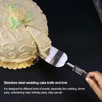 Paslanmaz Çelik Düğün kek bıçağı Çatal Düğün Doğum Günü Malzemeleri kristal tutacak kek bıçağı Kürek Üçgen Kürek Ekmek Bıçağı