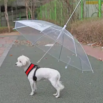 Pet Yağmur Şemsiye Şeffaf PE Küçük Köpek Şemsiye Yağmur Dişli ile köpek tasma kayışı Tutar Pet Kuru Rahat Yağmur Kar Yağışı