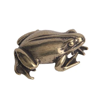 Retro Bakır Sevimli Kurbağa Figürleri Minyatür Masaüstü Süs Dekorasyon Aksesuarları Metal Pirinç Hayvan Kurbağa Çay Pet Dekorları