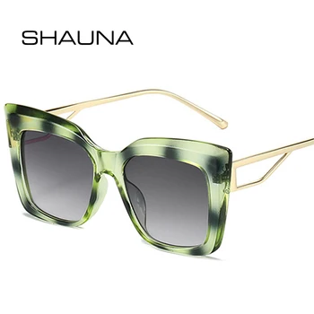 SHAUNA Retro Kedi Göz Renkli Leopar Güneş Gözlüğü Kadın Moda Degrade Shades UV400 Erkekler Kare Punk güneş gözlüğü