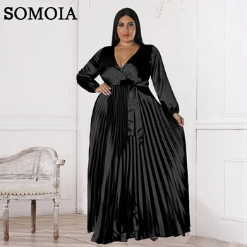 SOMOİA Kadın Artı Boyutu Maxi Elbiseler Büyük 2022 Yeni Sonbahar Lüks Tasarımcı Zarif Abayas Uzun Müslüman Akşam Parti Giyim