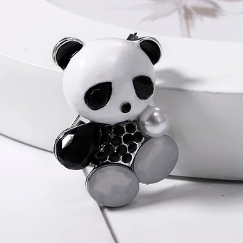 Sevimli rhinestone panda pin broş takım elbise gömlek hayvan moda broş Çocuk festivali hediye