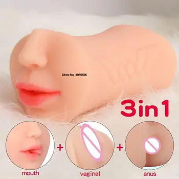 Silikon mastürbasyon kupası 3 İN 1 Erkek Masturbator Sexshop Oral Derin Pussy Seks Oyuncakları Erkekler için Oral Seks Boğaz Vajinal Anüs Yetişkin sıcak