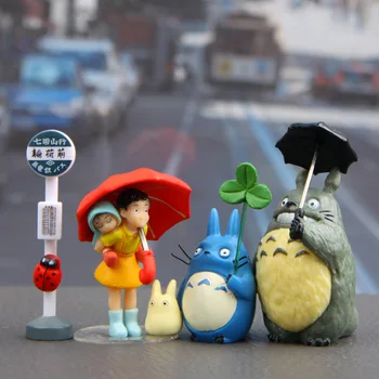 Stüdyo Ghibli Anime Totoro Şemsiye otobüs dur İşareti Masası Araba Süsler Miyazaki Hayao Modeli Peri Bahçe Minyatürleri Ev Dekor Oyuncak