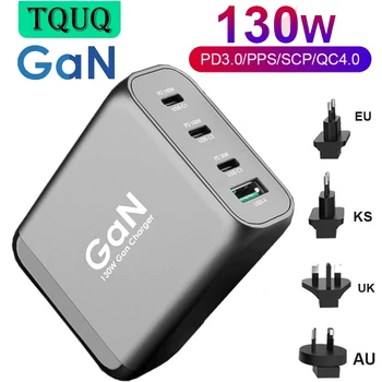 TQUQ GaN Teknolojisi ile 130 W 4-Port PD Şarj, USB C Laptop Şarj Güç Teslimat 3.0 İçin MacBook Pro 16