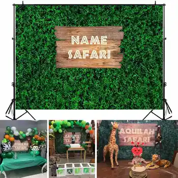 Vahşi Bir Zemin Safari Bebek Duş Doğum Günü Partisi Dekor Fotoğraf Arka Plan Yeşil Çim Duvar Özelleştirmek Posteri Duvar Kağıdı