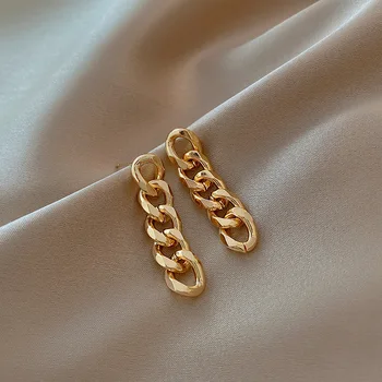 Vintage Altın Renk Zincir Püskül Damla Küpe Kadınlar için Kore Moda Kristal Büyük Dangle Küpe düğün takısı