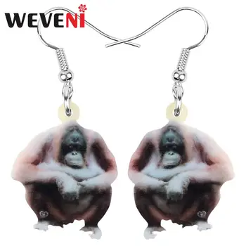 WEVENI Akrilik Orangutan Gorilla Maymun Maymun Küpe Hayvan Bırak Dangle Takı Kadınlar Kız Gençler Için Takılar Dekorasyon Hediye Toplu