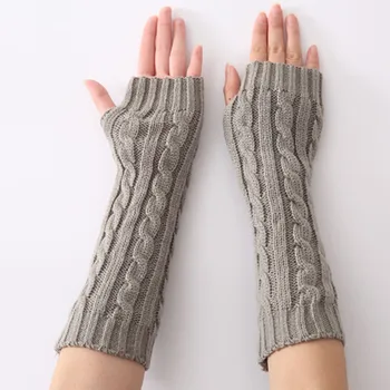 Yeni Jakarlı örme kış eldiveni Kadın Moda Kalın Sıcak Yarım parmak Eldiven Dokunmatik Ekran Sonbahar Avrupa Amerika
