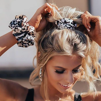 Yeni Leopar Scrunchies Kalın Bağırsak Saç Halka Baskı Saç Kravat Elastik Lastik Bant Moda Saç Halat saç süsü Bayan için