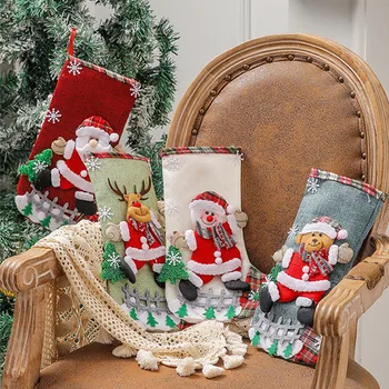 Yeni Yıl 2023 Noel Çorap Şeker Çanta Santa Çuval Noel Süslemeleri Ev için Ahşap Kolye Navidad 2022 Noel ağaç dekor