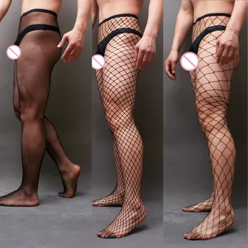 Yeni erkek Seksi Külotlu Çorap Erkek file çoraplar Yetişkin Egzotik Eşcinsel Sissy Kulübü Parti Net Adam Tayt Seksi Giyim Siyah Renk