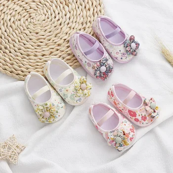Yenidoğan Bebek Kız Ayakkabı Yeni Çiçek Bebek Prenses Ayakkabı İlkbahar Yaz Sonbahar Yumuşak Taban bebek ayakkabısı İlk Yürüyüşe 0-18M