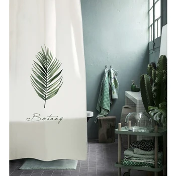 Yeşil Yapraklar Duş Perdesi Mat Çim Güzellik Banyo Duş Küf Dayanıklı ve Su Geçirmez Dekor Koleksiyonu