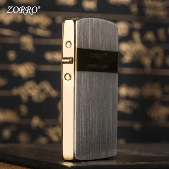 Zorro ınce Saf Bakır Gazyağı Çakmak Çakmaktaşı Ateşleme Benzinli Metal Rüzgar Geçirmez Çakmak Sigara Gadget 0.6 CM