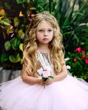 Çocuklar Bebek Kız Prenses Elbise Katı Dantel Örgü Şeffaf Patchwork Payetli Backless Zarif Balo Parti Elbise doğum günü hediyesi 1-5Y